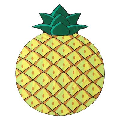 China Sustainable High Quality Repurposed Pineapple Pattern Digital Printing Towel With Logo Microfiber Beach Towels for sale