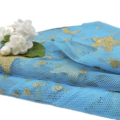 China Latest stretch design glitter print mesh china fabric 100% recycled polyester fabric for sale for sale