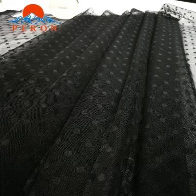 China Hot sale 100%polyester good quality memory black polka dot mesh fabric for tutu for sale