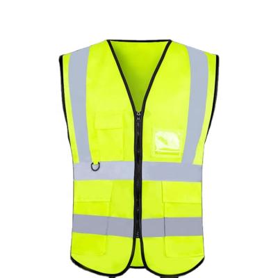 China 120 Gsm Breathable Workwear Zipper Jaket High Visibility Safety Reflective Vest for sale