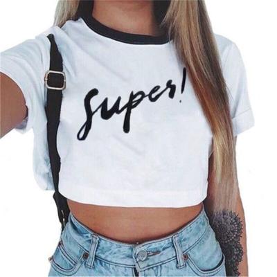 China Wholesale Custom Cheap Breathable High Quality Workmanship Summer Fashion Blouse Navel Crop Tops Women's T-shirt for sale