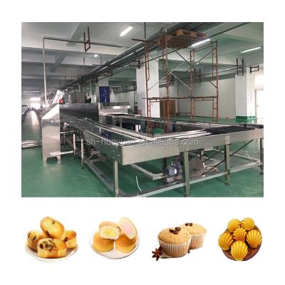 China Factory HYZBDG-600/800 250kg/h industrial processing automatic sponge cake production line/cup cake/custard cake price for sale