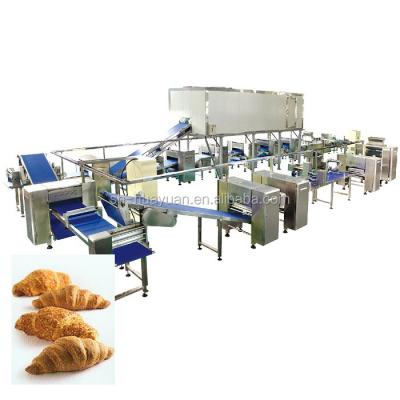 China HYSMX-600 Food Croissant Making Machine Bread Production Line Rotay oven ,tunnel oven zu verkaufen