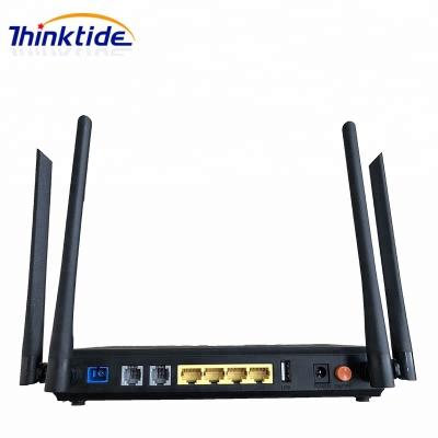 China GPON 4GE+2POTS+Wifi ONT ONU Wireless 2.4/5G ONU optical network unit dual band FTTH Wireless VOIP Fiber Router for sale