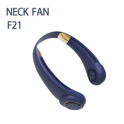 China F21 Leafless Cooling Car Neck Hanging Fan 4000mAh 3 Speeds Power Mini Portable Neck Cute Strong Wind Fan for sale