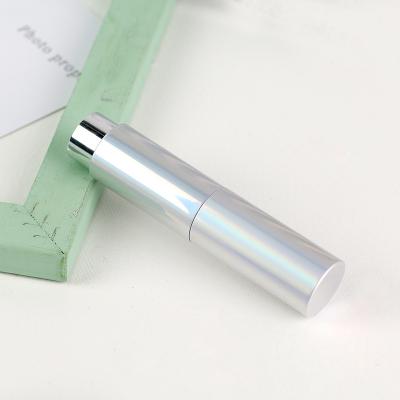 China New Design Cosmetic Iridescent Holographic Twist Up Travel 5ml 8ml 10ml Refillable Perfume Atomizer for sale