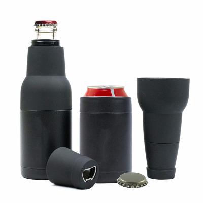 China Sustainable 12 Ounce BPA Eco-Friendly Matte Black Mini Metal Vacuum Free Insulated Double Walled Stainless Steel Beer Bottle Can Holder Cooler for sale