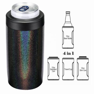 China Hot Sale Waterproof Custom Drinks Amazon Coozies Beer Coozies Stainless Steel Slim Tumbler 4-In-1 Logo Reusable Vacuum Sealed Hard Can Stand for sale