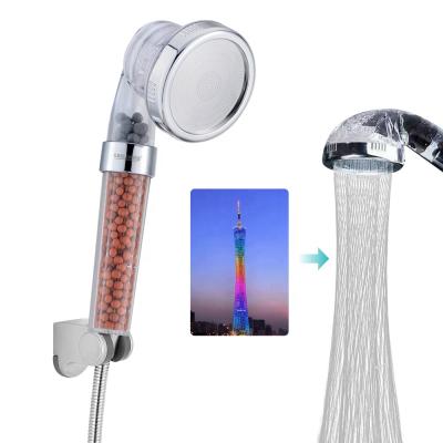 China No Needle New Design PC Material Spray Ionic Balls Filter 3 Spray Modes Hand Shower 200% High Pressure Water Saving Shower Head for sale