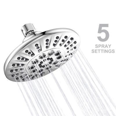 China Without New Technology 6 Inch Chrome Full Function ABS 5 Function High Pressure Fixed Shower Head for sale