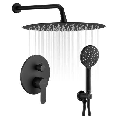 China Without Slide Bar Stainless Steel Rain Shower System Luxury Mixer Combo Concealed Shower Set Wall Mounted Rainfall Shower Head for sale