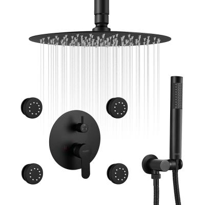 China Sleek Multi Slide Bar Moden Shower Head System With Body Jets Oil Rubbed Bronze Ceiling Mounted Combination Shower Brass Faucet for sale