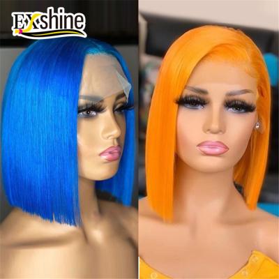 China Wholesale Pink Orange Blue Gray Blond Red Color Wig, Headband 613 Silky Straight Wave Brazilian Raw Virgin Hair Colored Lace Bob Wig for sale