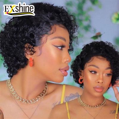 China Yisaier Super Wave Pixie Cut Human Hair Wig, Bob Pixie Cut Lace Front Wig Curly Short, Pixie Curls Wigs Plucked Bleached Knot for sale