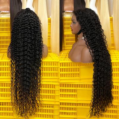 China Hd Transparent 100% Deep Wave Hair Wig Deep Wave Lace Front Wig Human Hair 13x6 Glueless Swiss Lace Full Lace Wig For Black Women for sale