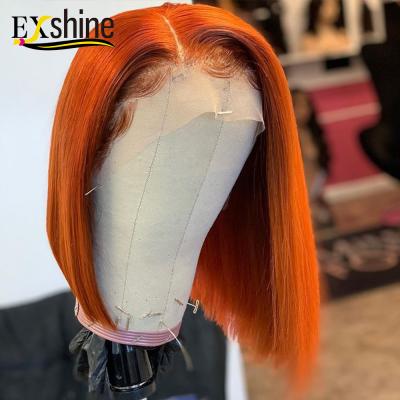 China Silky Straight Wave Exshine Cheap Price Blonde Hair Bob Wig, Afro Partial Lace Front Wig, Raw Cambodian Virgin Hair Wig for sale