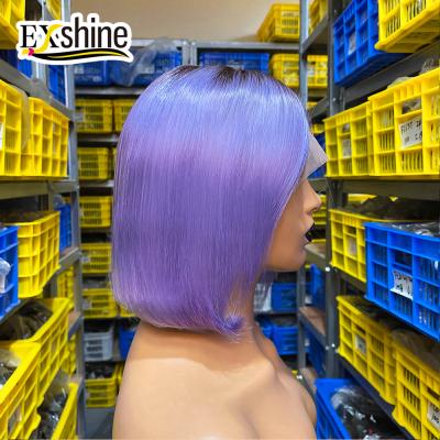 China Cheap Short Lace Front Ombre Color Bob Wig, Blue Gray Purple Rainbow Hair Hot Pink Silky Straight Wave Hair Bob Wigs For Black Women for sale