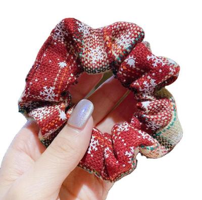 China Red Heart Girl Hair Tie Retro Plaid College Plaid Hair Rope Christmas Cute Trendy Hair Accessories for sale