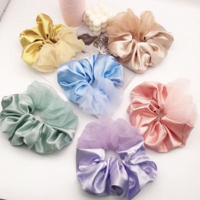 China New Product Design Large Intestine Hair Circle Hair Circle Hair Splicing Accessories Attractive Handmade Oversize Shiny Silk Mesh Satin for sale