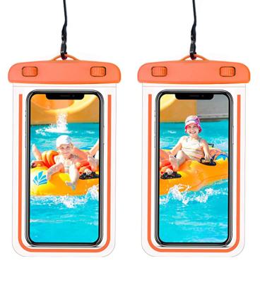 China Outdoor Clear Fluorescent Waterproof PVC Dry Bag Mobile Phone Bag Large Pocket For Swimming Pool Skiing for sale