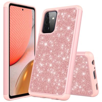 China Custom celular Anti-fall TPU PC glitter back cover funda porta for Samsung A72 A71 A52 A51 for sale