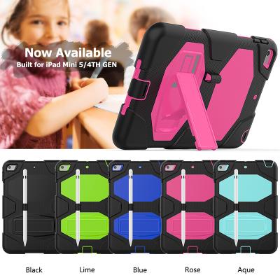 China Shockproof Heavy Duty Silicone Shockproof PC Kickstand Table Case with Pencil Slot Function for Ipad Mini 4 5 for sale