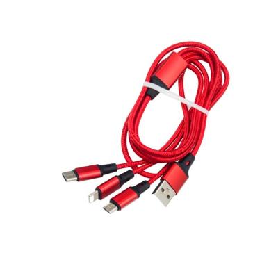 China MP3/MP4 Player OEM ODM Data Red Nylon Multi Braided Usb Cable 3 In 1 Usb C Right Angle Cable for sale