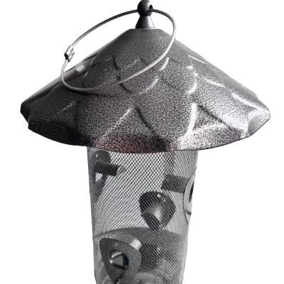 China Automatic Garden Hanging Bird Feeder With Lotus Cover 4 Leaf Shaped Station Automatic Feeding Bird Feeder for sale