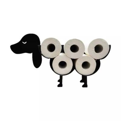 China Metal Shelf 8 Rolls Toilet Paper Holder Stand Bathroom Tissue Dog Shaped Viable Organizer for sale