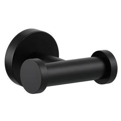 China Sustainable Simple Design Black Hook Bathroom Towel Hook With Unique Screw Stainless Steel Design Double Sided for sale