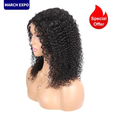 China Original Pure Natural Brazilian Hair Short Curly Bob 13x4x1 T Hair Piece Lace Front Human Hair Wig For Medium Color Women Part for sale