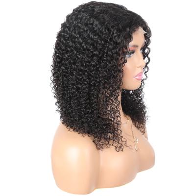 China Original Pure Natural Deep Wave T Piece Wigs 14inches Cheap Machine Made Hair Lace Wigs Hair Wig Deep Curly Wholesale for sale