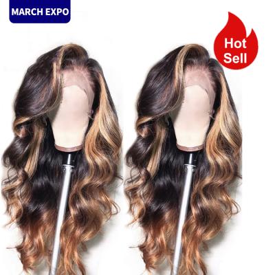 China Brazilian Virgin Human Hair Lace Front Wigs Women 100% Ombre Double Color 1b27 Highlight 13*4 Regular Lace Front Wigs for sale