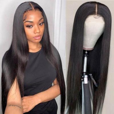 China High Quality Straight Virgin Hair Bundles With Full Lace Closure 4x4 Lace Wigs HD Pre Plucked Cuticle Aligned Brazilian Hair for sale