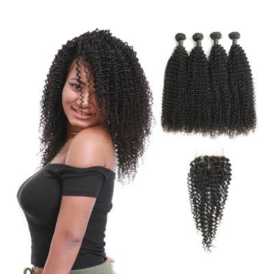 China No Tangle And Shedding Free Unprocessed Natural Wave Lace Front Closure , Mongolian Kinky Curly Hair With Frontal Closure for sale