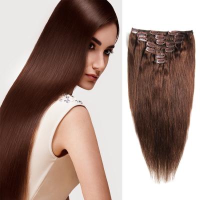 China Clip In Hair Extensions 100% Remy Virgin Russian Virgin Hair Seamless 100% Clip In Real Hair Extension For Black Women for sale