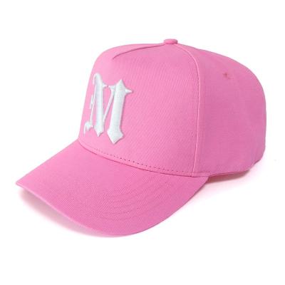 China OEM COMMON Hot Selling Customized Baseball Cap Pink Color Hat With 3D Embroidery Logo Sports Hat for sale