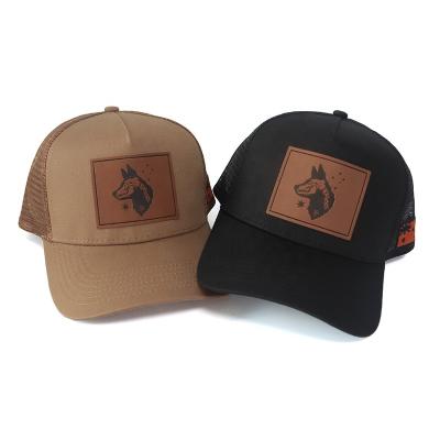 China Hot Selling OEM COMMON New Style Lovers Cap Customized Logo Brown Mesh Hat 5 Panel Black Trucker Hat for sale