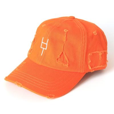 China COMMON Wholesale COMMON Cloth 6 Panel Orange Cotton Hat Embroidery Baseball Hat Outdoor Custom Dad Hat for sale