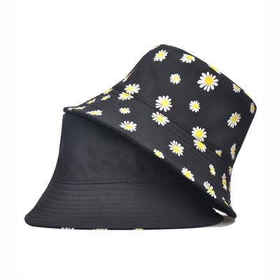 China Lovely Character Flower Printed Fisherman Hat Anti-UV Reversible Bucket Hat For Women for sale