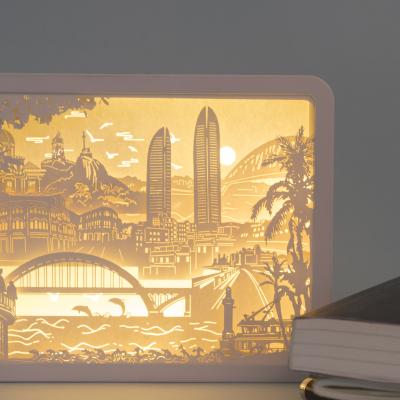 China Europe art night light room light 3d special paper decor led cutting paper light box for sale