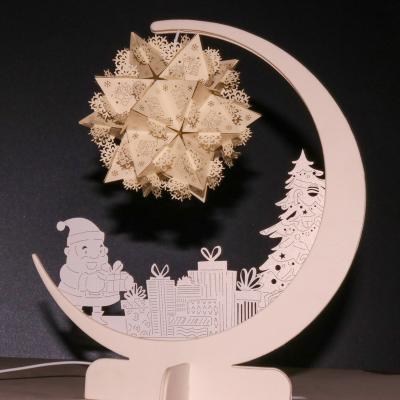 China Europe White Color Lamp Christmas Gift Paper Cutting Paper Carving Lamp Deer for sale