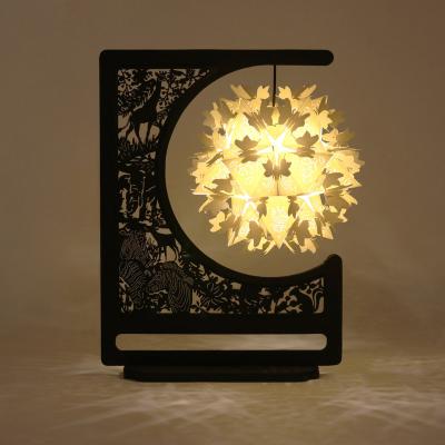 China Europe Bedroom Bedside Night Lamp 3d Shade Paper Lamp Paper Carving Lamp for sale