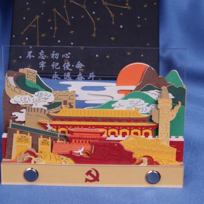 China Tiananmen Square Self-adhesive Gift Notepad 3D Chinese Red Building Creative Notepad for sale