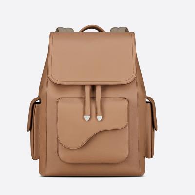 China Waterproof Structured Backpack Luxury Designer Branded Cowhide Men Vegetable Tanned Cow Leather Backpack for sale