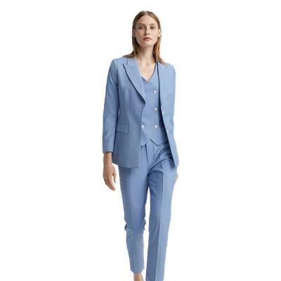 China Custom made ; Customized Plus Size Women's Three Piece Suit Women's Suit Light Blue Lady Business Suits for sale