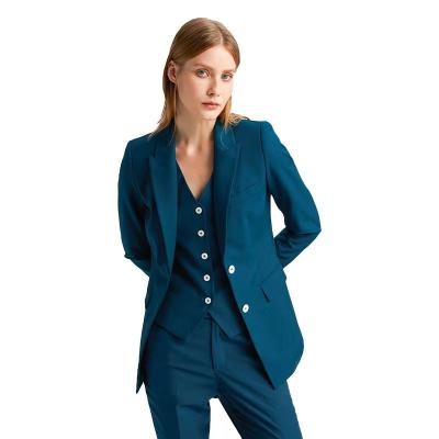 China Custom made ; French Blue Professional Women's Plus Size Ladies Suit Vest Three-Piece Wear for sale