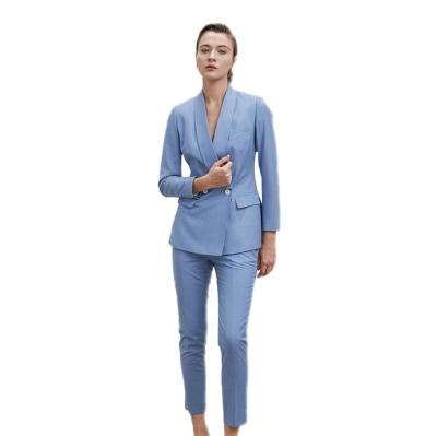 China Custom made ; Customized Plus Size Womens Blue Cross Business Wear Suit Women for sale