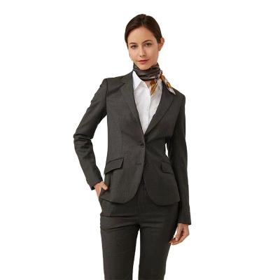 China Custom made ; Dark Gray Women's Plus Size Bank Employee Professional Wear Suit Western Business Group Purchasing Customization for sale