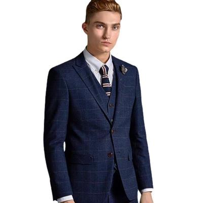 China British Men's Suit Men's Plus Size Zipper Groom Wedding Three-Piece Plaid Trend Suit for sale